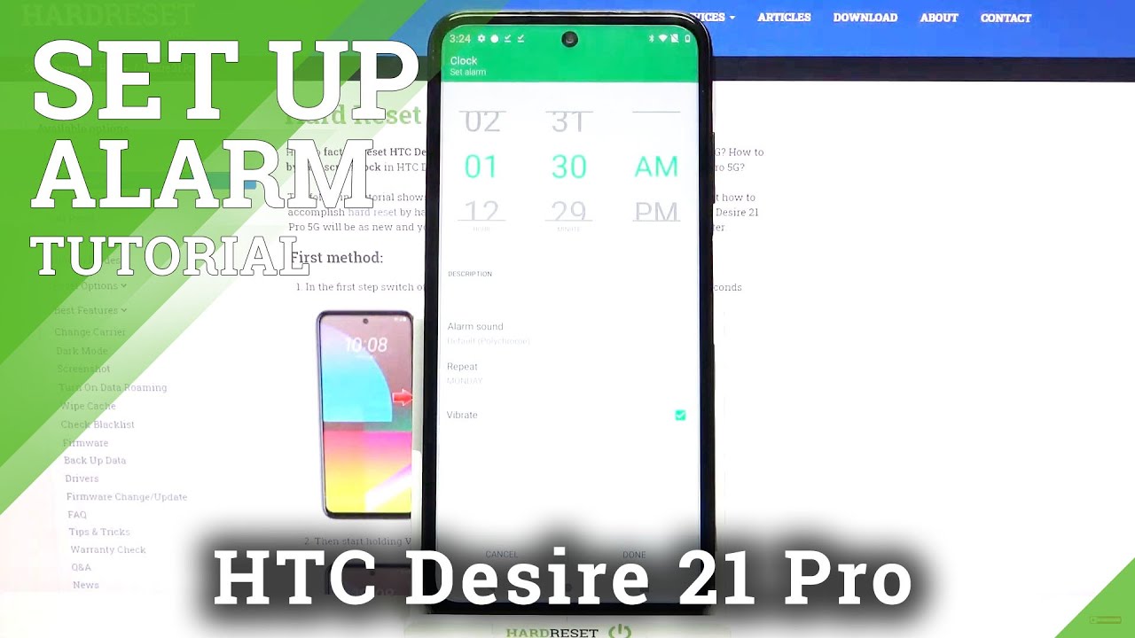 Alarm Clock App - HTC Desire 21 Pro & Alarm Managing