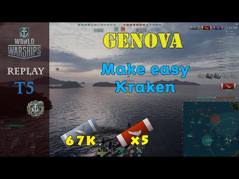 World of Warships | T5 Genova - Make easy Kraken | 5 kills | Cruiser Genova gameplay
