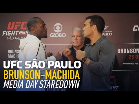 Derek Brunson vs. Lyoto Machida UFC Media Day Staredown - MMA Fighting