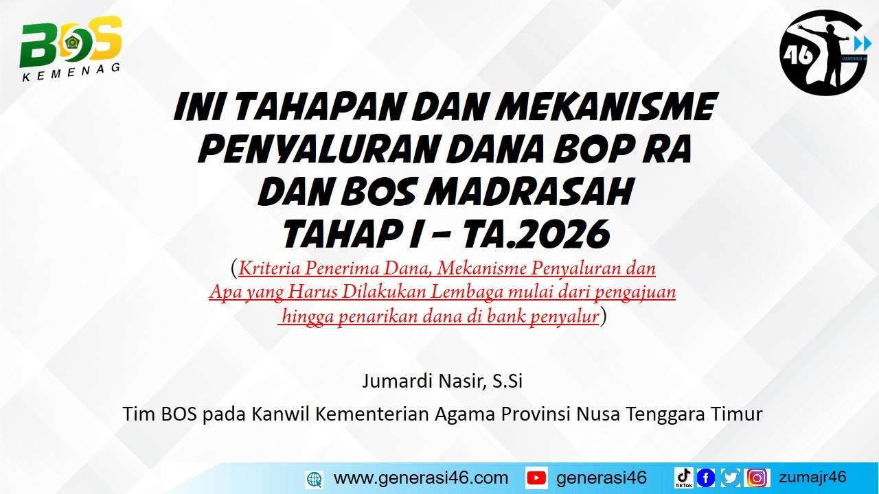 Ini Tahapan dan Mekanisme Penyaluran Dana BOP RA dan BOS Madrasah Tahap I TA. 2026