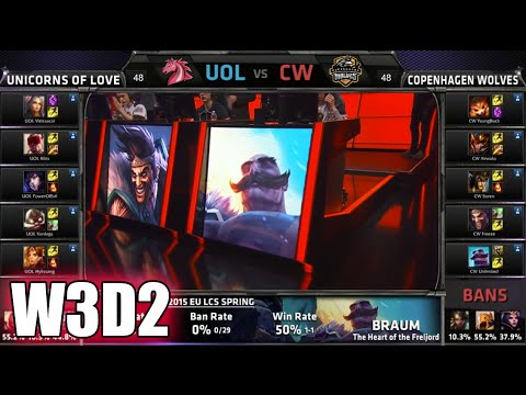 Unicorns of Love vs Copenhagen Wolves | S5 EU LCS Spring 2015 Week 3 Day 2 | UOL vs CW W3D2G2 60FPS