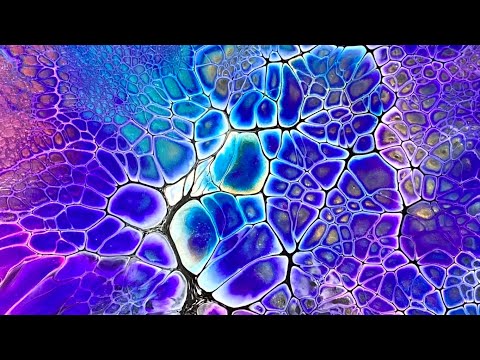 (37) Bloom Technique with ColourArte Primary Elements on black base/Sheleeart/Fluid Art/フルイドアート/ブルーム