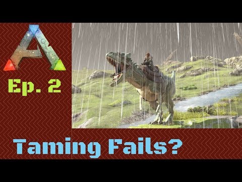 Allosaurus Taming Fail... Kind of? ARK: Survival Evolved Ep. 2 (Ragnarok Map)