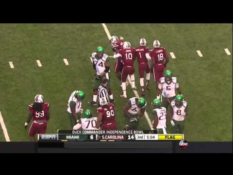 2014 Independence Bowl USC vs Miami - Jonathan Walton Interception