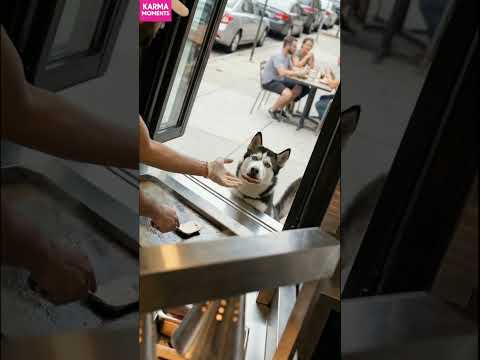 Karma 🐶 Stray Husky Saves Burger Shop from Fire! #karma #doghero #shorts