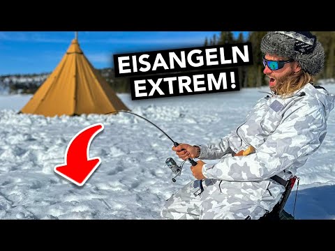 Wir (ÜBER)LEBEN & ANGELN 4 Tage auf VEREISTEM SEE in Norwegen! 🥶 -10 °C