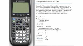 One-Sample t-Test for TI-83 & TI-84