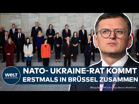 Video Thumbnail: BRÜSSEL: Nato-Außenminister beraten mit ukrainischem Amtskollegen Kuleba über weitere Ukraine-Hilfen