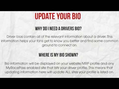 MyRacePass for Drivers - Update Biography 