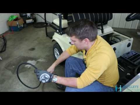 Part of a video titled How to Replace your Starter Generator Belt on the 2004 Club ...