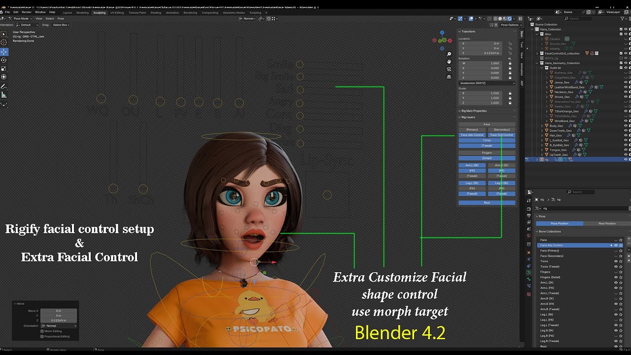Hana Cartoon Girl Rig 3D Model