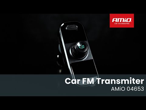 FM vysílač do auta 2×USB-A 1×USB-C microSD 12V 24V AMIO-04653