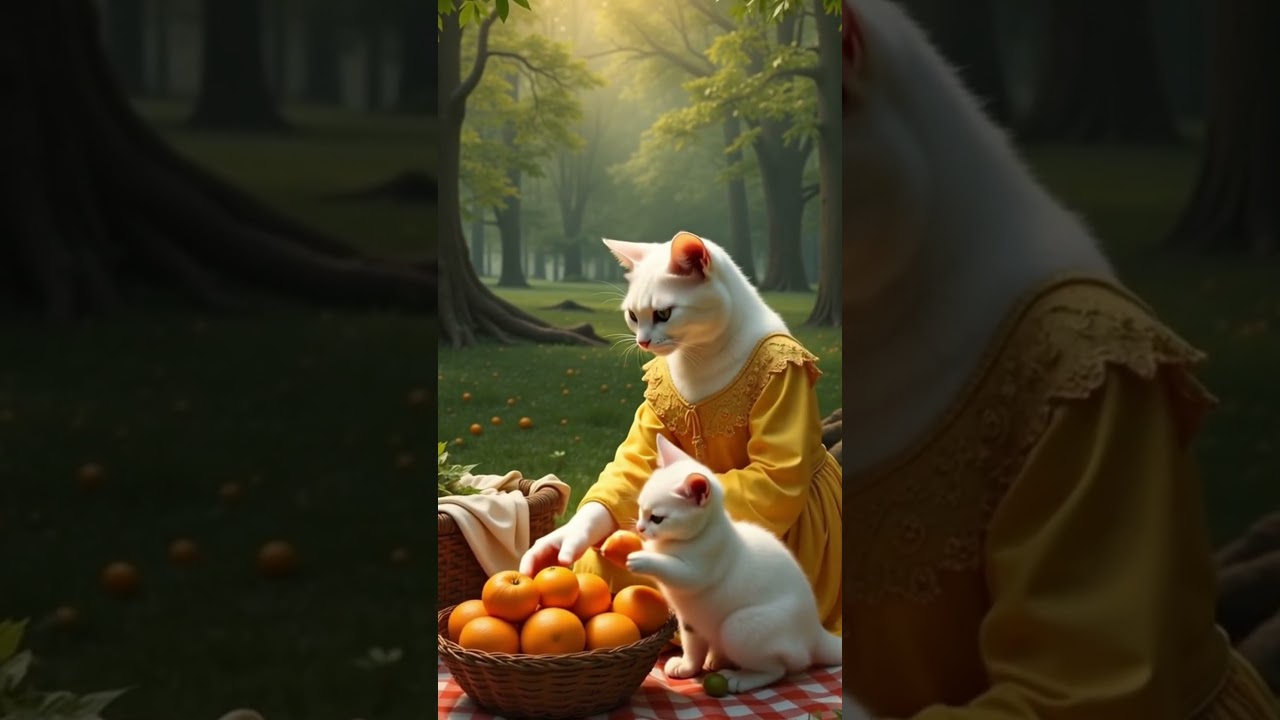 Enchanting Cat Family 🍊✨ AI Fantasy Art Feline Love & Parenthood 🐱💛 #AIArt #FantasyCats #CatLover