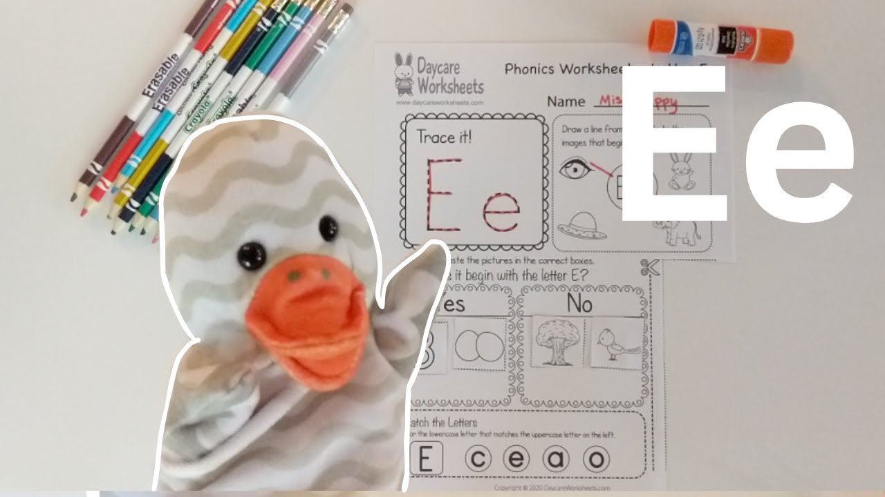 Letter E Alphabet Lesson with Miss Happy | Letter tracing and Beginning Sounds Phonics Lesson