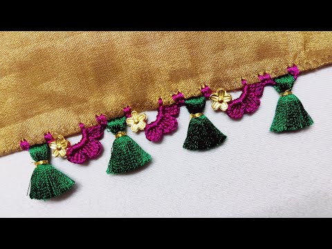 new #simple #krosha kuchu design #saree kuchu //Nandana Creations//