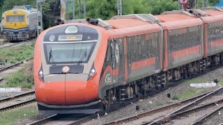 Vande Bharat express meets Alstom T8 WAG12B freight.