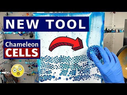 Acrylic Pour with Dish Soap - JAW-DROPPING Chameleon Cells with NEW TOOL and WITHOUT Silicone!!! Video