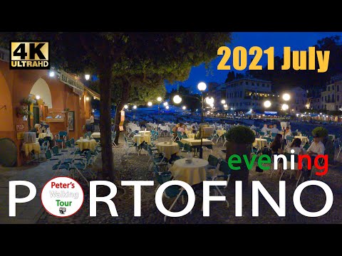 Portofino by night. ❤️Beautiful girl & John Legend & Thissy Teigen  ❤️Italy Walking Tour4K ❤️