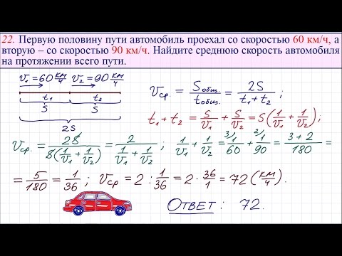 Средняя скорость. Задание 22 ОГЭ по математике