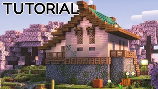 Minecraft - How to Build a Cherry Blossom Medieval Starter House [Tutorial]