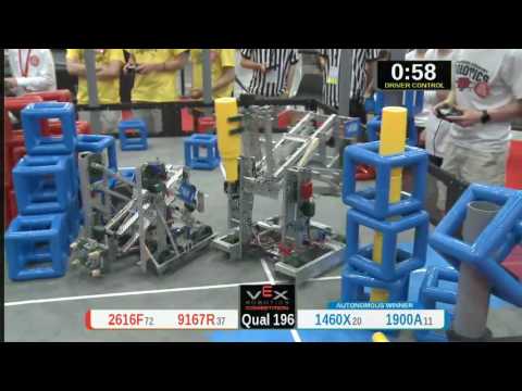 2015 VRC Tech Q196 - 2616F 9167R vs 1460X 1900A - 36 to 75 - VEX Worlds 2015 - Technology Division