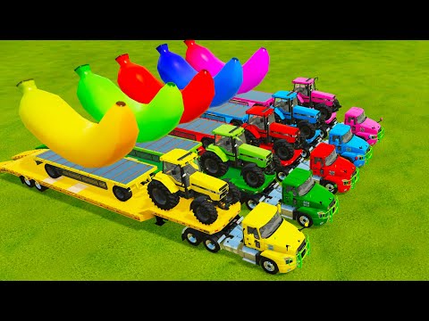 TRANSPORTING BANANA WITH CASE TRACTORS AND POLICE MACK TRUCKS - Farming Simulator 22