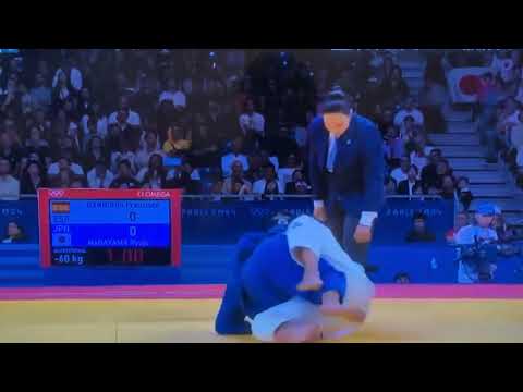 Gallegos ignored the referee and continued to choke Nagayama. Paris Olympics2024 judo