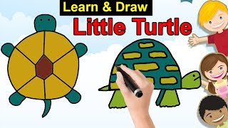 Little Turtle Draw and Color in Easy Way