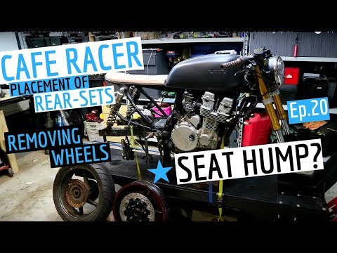 Cafe Racer Build ★, Custom Rear-Sets, Seat Build and Removing Wheels for Powder Coating Ep.20 Video