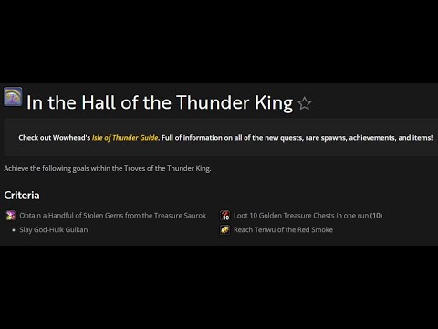 In the Hall of the Thunder King Achievement Walkthrough. (Wow Pandaria Remix addition).