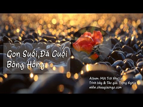 Con suối,đá cuội và bông hồng