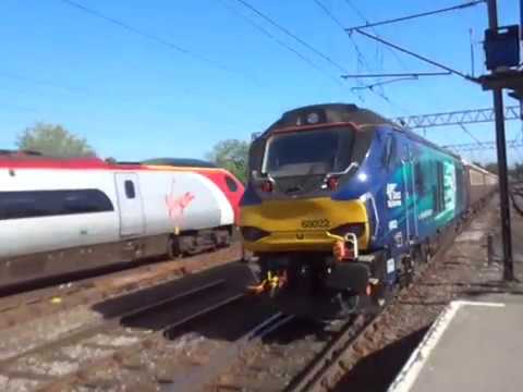 The Class 88 DRS No.88002 'Prometheus' with “Class 88 VIP Launch Train” was departing at Carlisle.