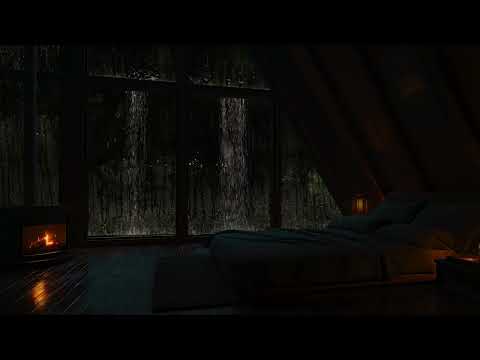 Rainy Attic Retreat 🌧️ | Fireplace Sounds to Help You Sleep Instantly 🔥