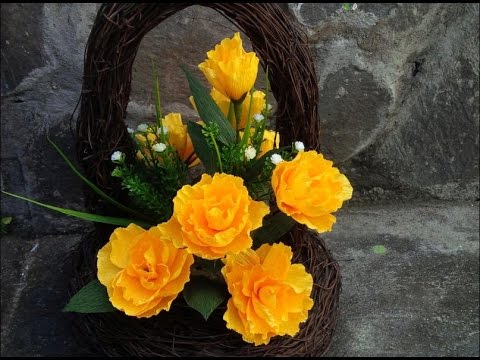 How to make paper flower from crepe paper -  Craft tutorial