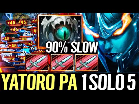 🔥 YATORO Phantom Assassin 1 SOLO 5 WTF RAMPAGE — EOS + Dagger 90% SLow Carry Dota 2 Pro