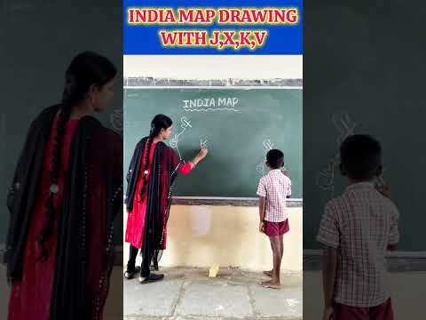 Easy Drawing INDIA MAP With J,X,K,V / Innovation ideas #education #drawing #school #youtubeshorts
