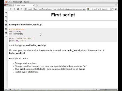 Beginner Perl Maven tutorial: 1.3 Your first Perl script: Hello World