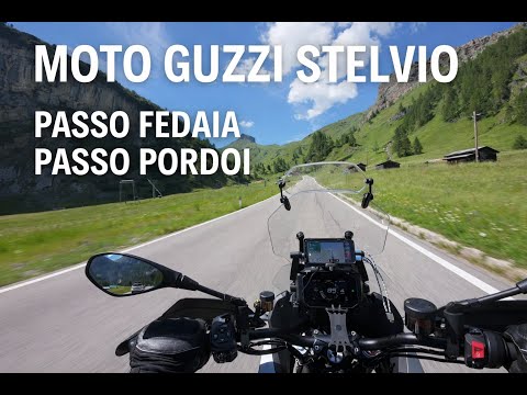 Moto Guzzi Stelvio – Passo Fedaia & Pordoi | Raw Exhaust Sound & Heavy Traffic Ride