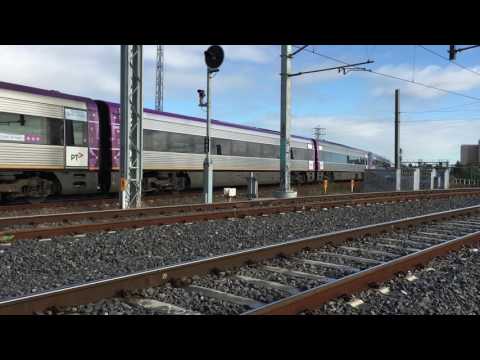 Vlocity units, Gem livery and old livery together. June 25 2016 at West Melbourne.