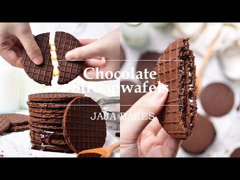 Chocolate Stroopwafels | Chocolate Waffle Cookies with Caramel Filling | Jaja Bakes