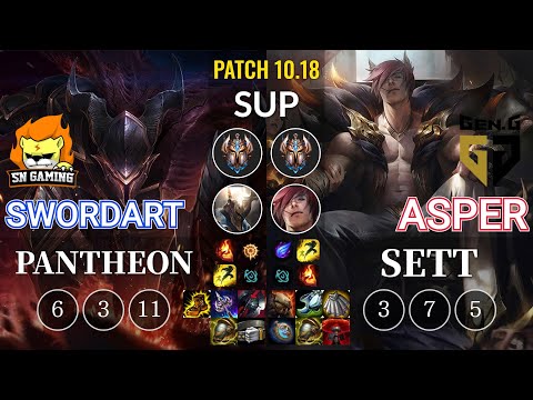 SN SwordArt Pantheon vs GEN Asper Sett Sup - KR Patch 10.18