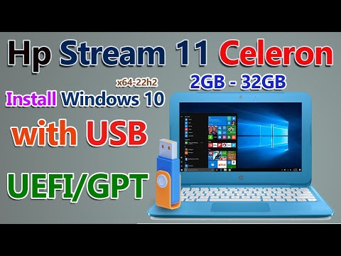 Install Windows 10 22H2 | HP Stream 11 Mini Laptop | Intel Celeron 2gb 32gb | How to Boot from USB