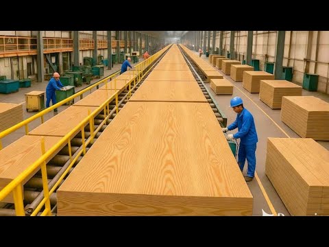 How Millions of MDF Boards Are Made From Wood Recycled Fibers in Massive Processing Line