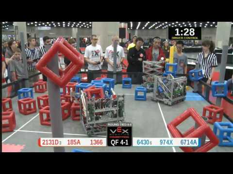 2015 VRC Tech QF4-1 - 2131D 185A 1366 vs 6430 974X 6714A - 87 to 73 - VEX Worlds 2015