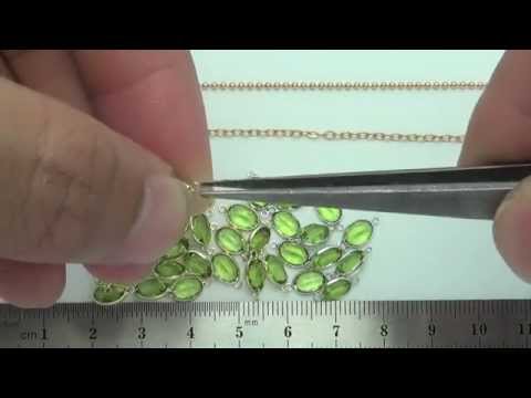 14K Gold 7X5mm Oval Peridot Bezel Set Connector-SEF1052
