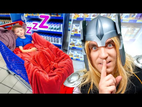 Superhero Hide and Seek Adventure in the Supermarket with Alex