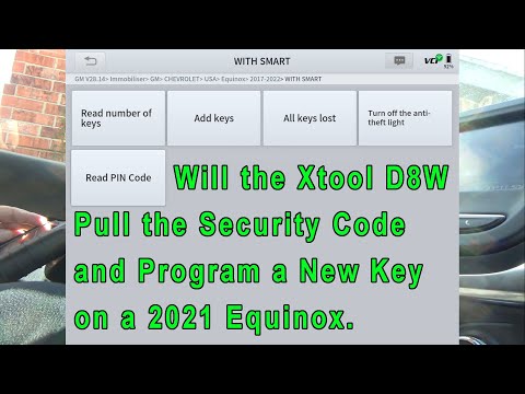 Using the Xtool D8W to Pull Security Code and Program a New Smart Key for a 2021 Equinox.