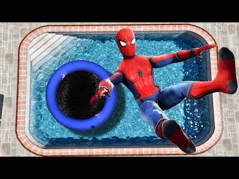 GTA 5 Ragdoll Spiderman Jumping Into Pool (Euphoria Physics/Ragdolls) #57