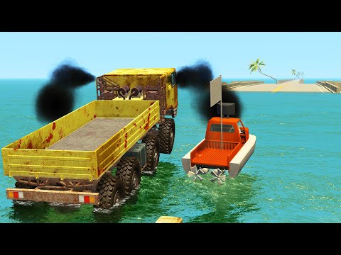 BeamNG Drive - High speed Water sliding Crashes #7