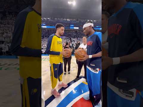 Hali & SGA decide the game ball for Game 1 👀